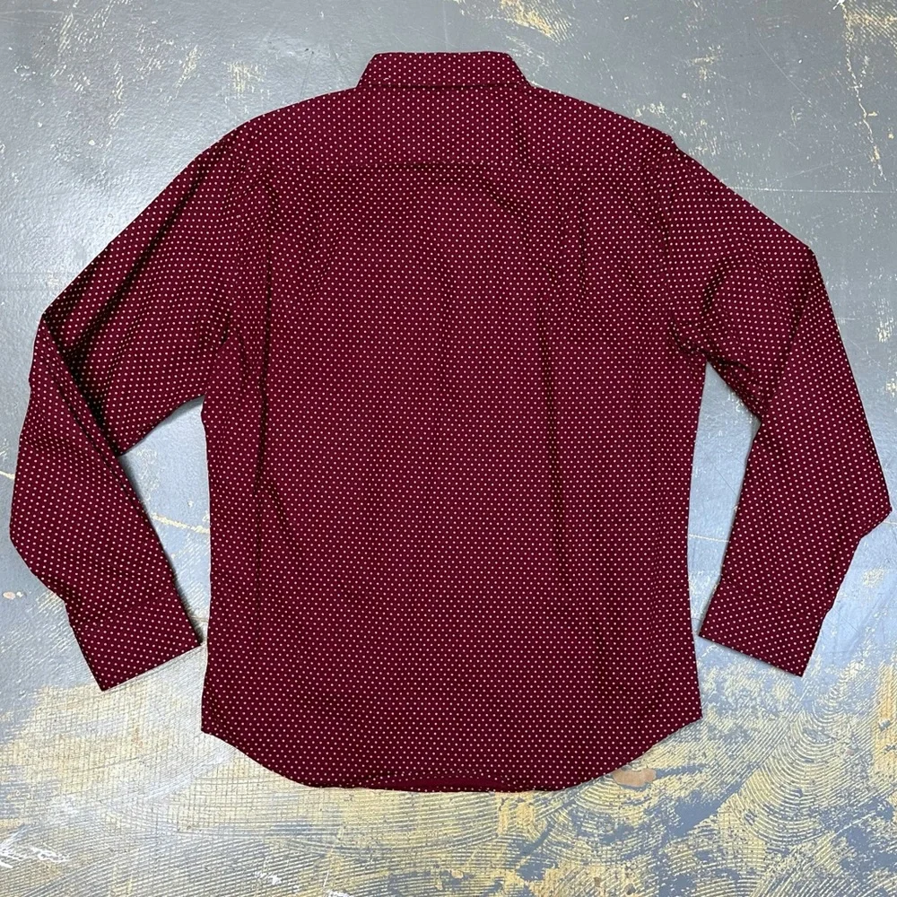 Gentleman’s Outfitters Button Down Long Sleeve Shirt Large Maroon Red Dapper - Picture 2 of 7